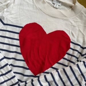 J.Crew Factory Cream Sweater with Red Heart